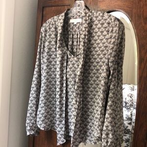 Long sleeved LOFT tie neck blouse size XS